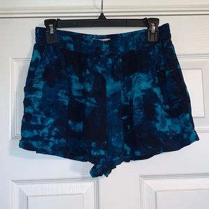 Blue and black tie dye shorts